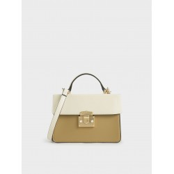 Charles Keith Two Tone Metallic Push Lock Handbag Multi